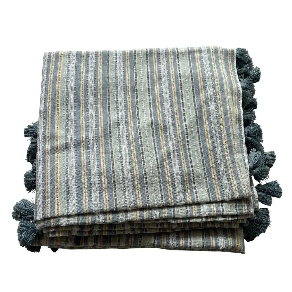Jungalow Opalhouse Light Filtering Curtains Pair 63 x 50 Woven Stripe Blue